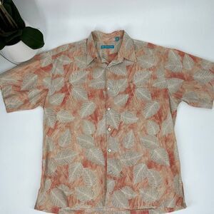 Vintage Hawaiian Aloha Shirt Tori Richards Mens XL Tan/Gray/Red